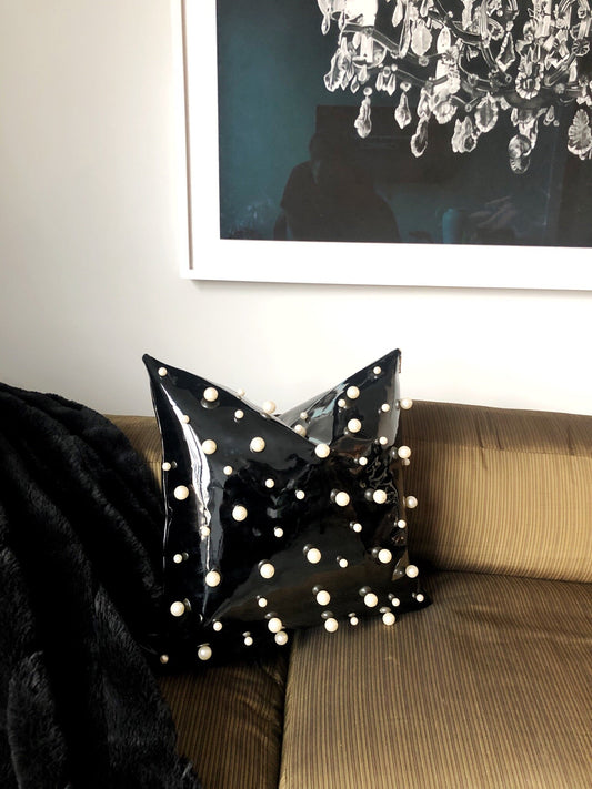 BLACK PATENT PEARL | Black Patent Pearl Pillow