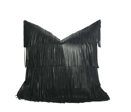 TEXXXTURE | Black Fringe Pillow